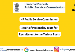 HPSSC Shimla Result for Various Posts - Nov 2022