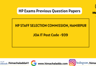HPSSC Hamirpur JOA IT Post Code - 939 Question Paper