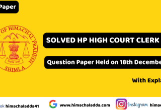 Solved HP High Court Clerk Exam Paper held on 18th December 2022