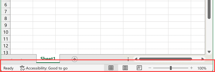 status bar in excel